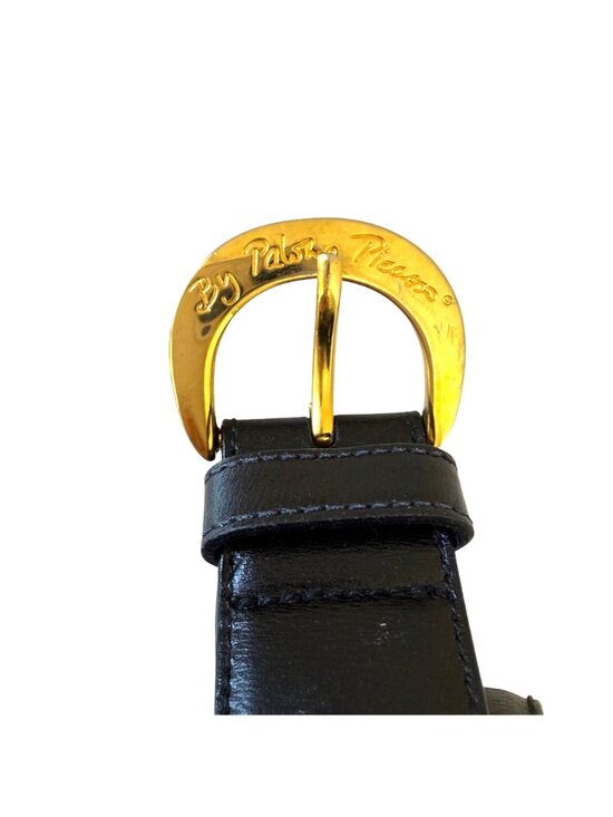 Paloma Picasso Italy Women\'s Leather Belt Sz S Black Vintage Eighties High Glam main image 4